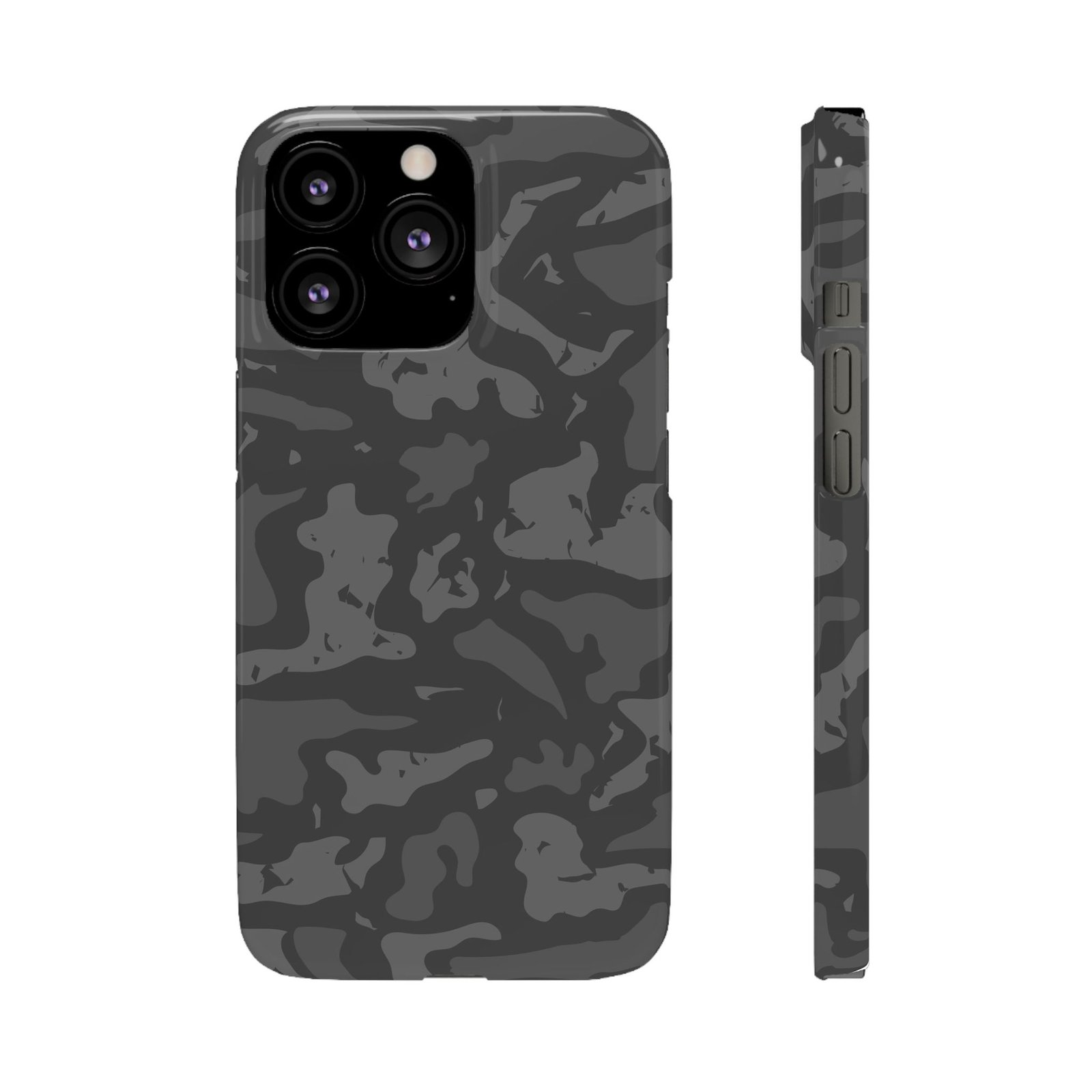 Black Grey Camo Snap Phone Case — Slim Protective Phone Cover - Image 4