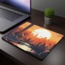 Sunset Cityscape Mouse Pad — Futuristic Urban Skyline Desk Mat