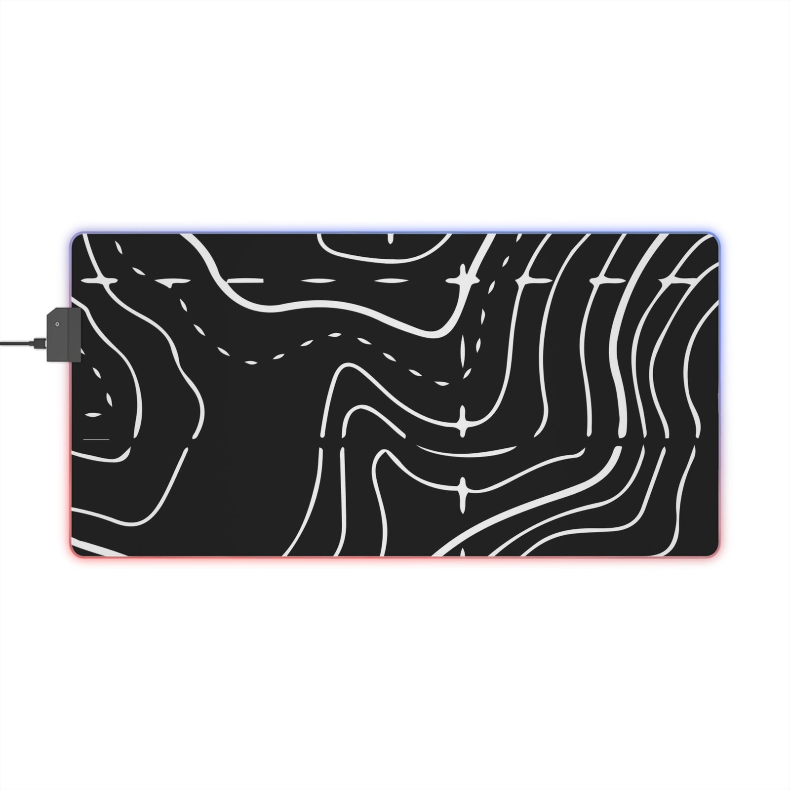 LED Gaming Mouse Pad — RGB XXL Desk Mat with Topographic Line Art - Image 2