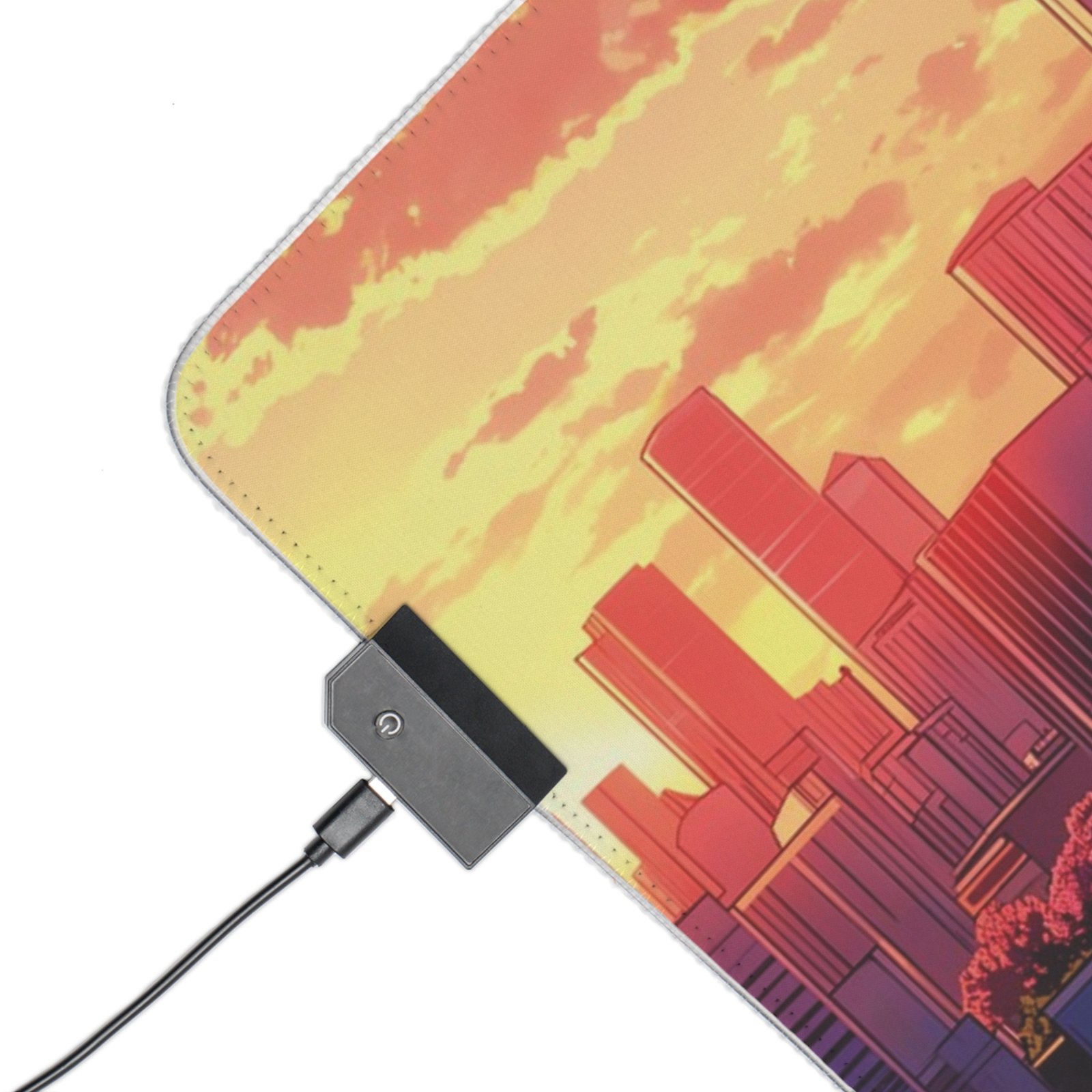 LED Gaming Mouse Pad — Neon City Sunset Desk Mat - Image 4