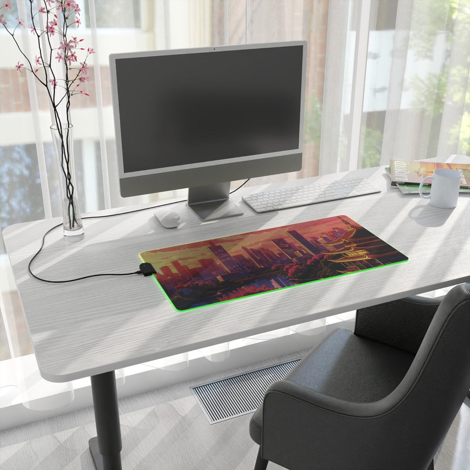 LED Gaming Mouse Pad — Neon City Sunset Desk Mat - Image 7
