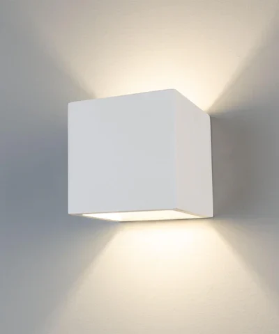 11.5cm Lisbon Cube Plaster Wall Light with Up/Down Lighting, IP20