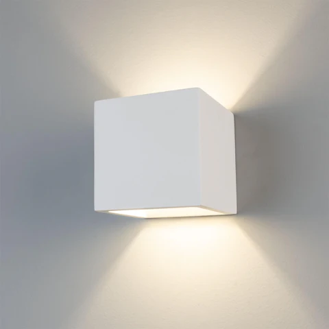 11.5cm Lisbon Cube Plaster Wall Light with Up/Down Lighting, IP20 - Image 2