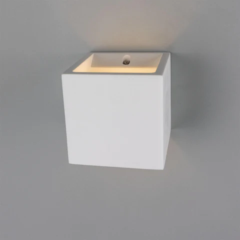 11.5cm Lisbon Cube Plaster Wall Light with Up/Down Lighting, IP20 - Image 3