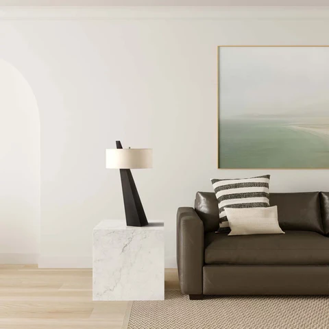 Obelisk Table Lamp in Chestnut Wood - Image 3