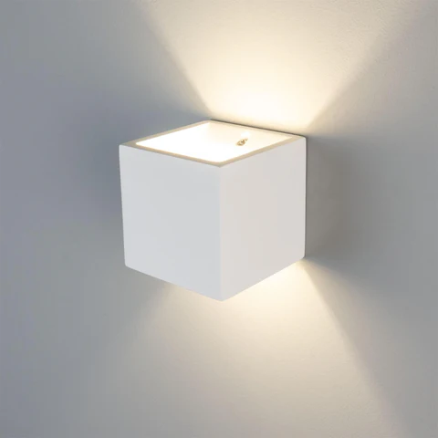 11.5cm Lisbon Cube Plaster Wall Light with Up/Down Lighting, IP20 - Image 4