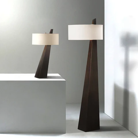 Obelisk Table Lamp in Chestnut Wood - Image 9