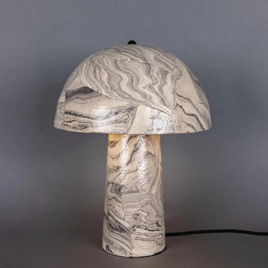 Marbled Ceramic Mushroom Table Lamp – Amanita Design - Image 2