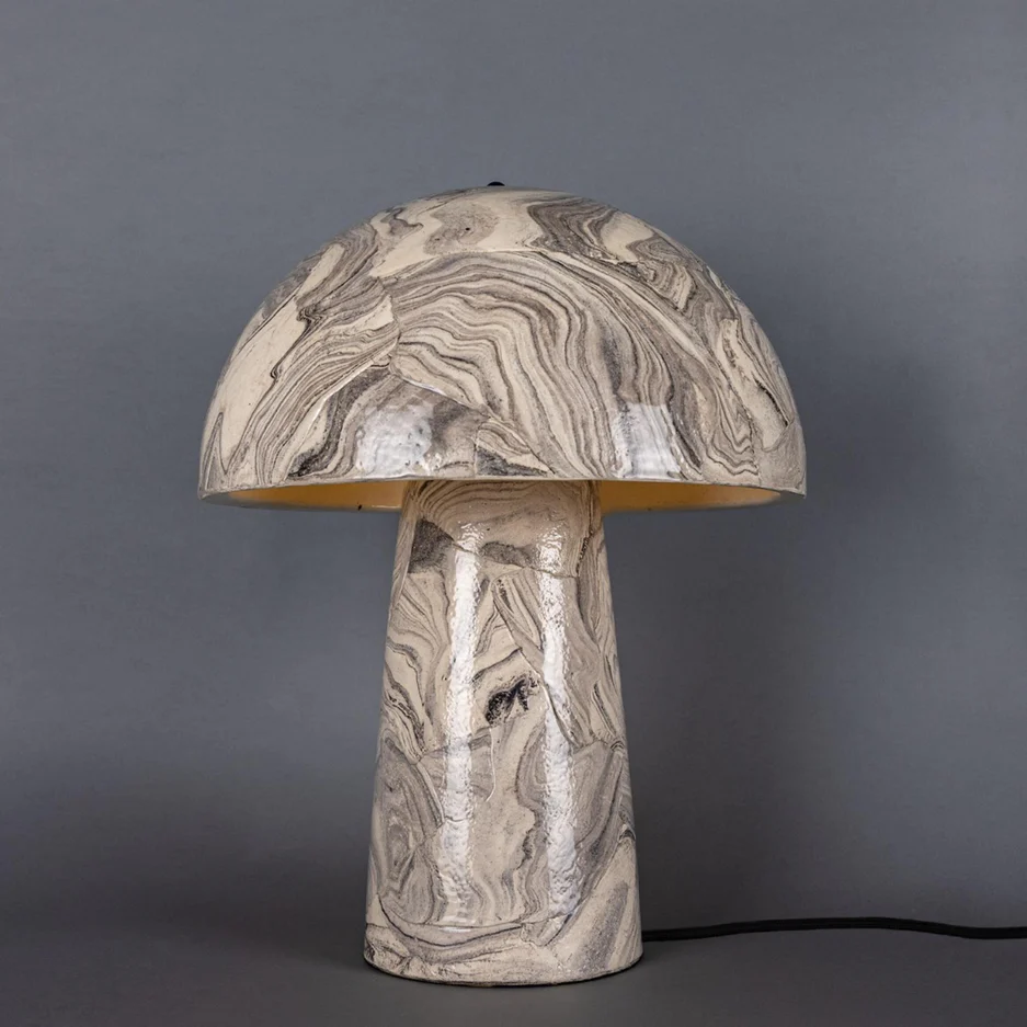 Marbled Ceramic Mushroom Table Lamp – Amanita Design - Image 3
