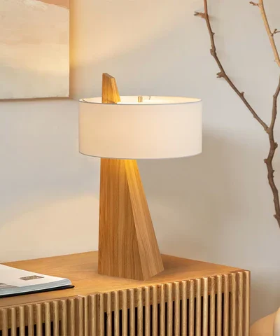 Obelisk Accent Table Lamp – Natural Ash Wood