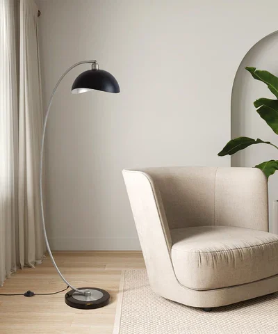 Luna Bella Antique Nickel Chairside Arc Floor Lamp