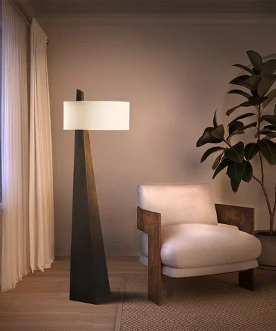 Obelisk Modern Floor Lamp – Chestnut Wood