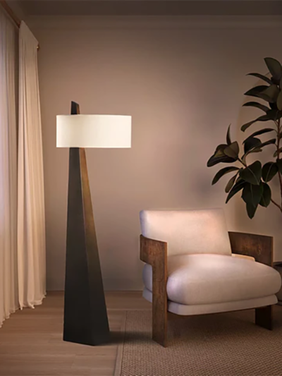 Obelisk Modern Floor Lamp – Chestnut Wood
