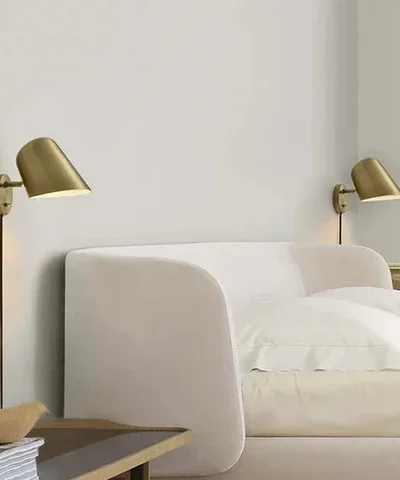 Culver Brushed Brass Plug-In Wall Sconce for Bedroom