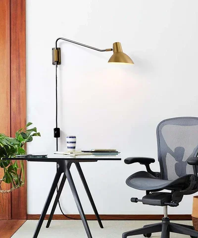 Brushed Brass Swing Plug-In Wall Light