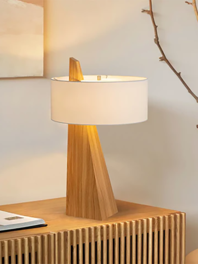 Obelisk Accent Table Lamp – Natural Ash Wood