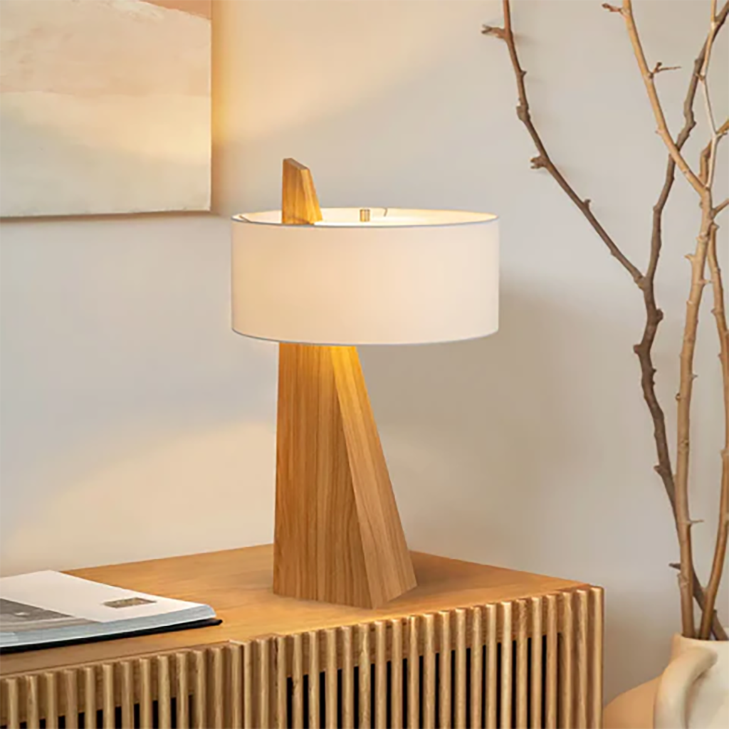Obelisk Accent Table Lamp – Natural Ash Wood