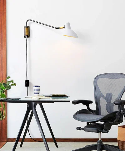 Matte White Swing Plug-In Wall Light