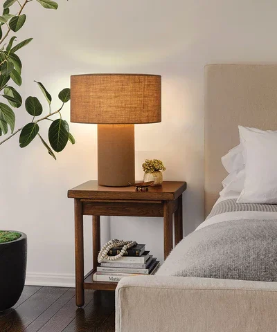 Moonlight Table Lamp – Woven Burlap Finish