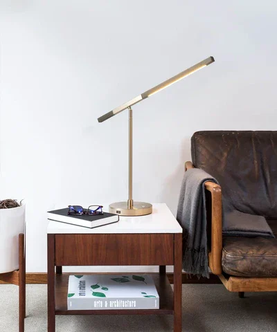 Port Charcoal Gray Wood LED Table Lamp