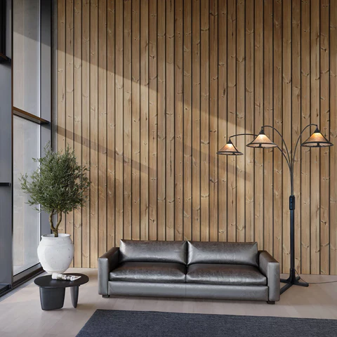 Natural Mica Contemporary 3-Light Floor Lamp