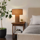 Moonlight Table Lamp – Woven Burlap Finish