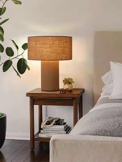 Moonlight Table Lamp – Woven Burlap Finish