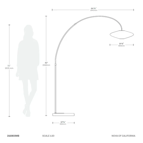 Roswell Arc Floor Lamp with 1 Light - Image 10