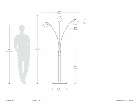 Palm Springs Arc Floor Lamp with Three Lights - Image 10
