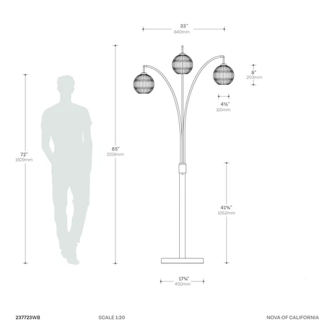 Moraga Arc Floor Lamp with Three Lights - Image 10