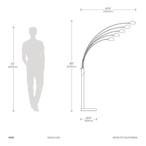 Mushroom Style 5-Light Arc Floor Lam - Image 12