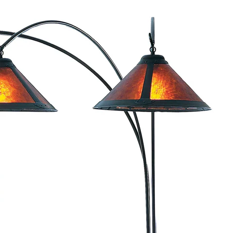 Espresso Wood Natural Mica 3-Light Arc Floor Lamp - Image 13