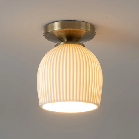 Petaluma Bone Porcelain Semi-Flush Ceiling Light - Image 3