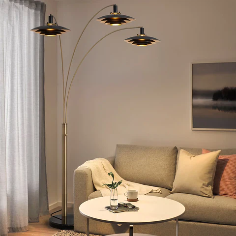 Rancho Mirage 84-Inch 3-Light Arc Floor Lamp – Weathered Brass Finish - Image 2