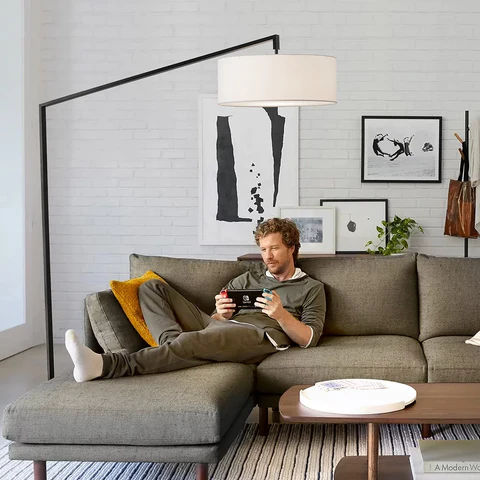 Stretch Modern Matte Black Arc Floor Lamp - Image 3