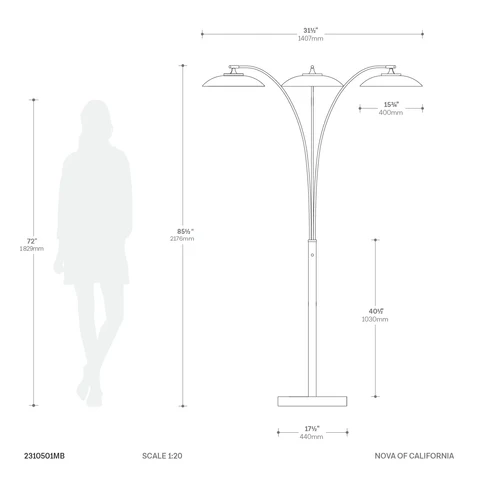 Saucer 3 Light Arc - Floor Lamp - Image 9