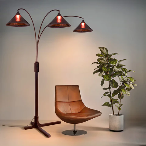 Espresso Wood Natural Mica 3-Light Arc Floor Lamp - Image 9