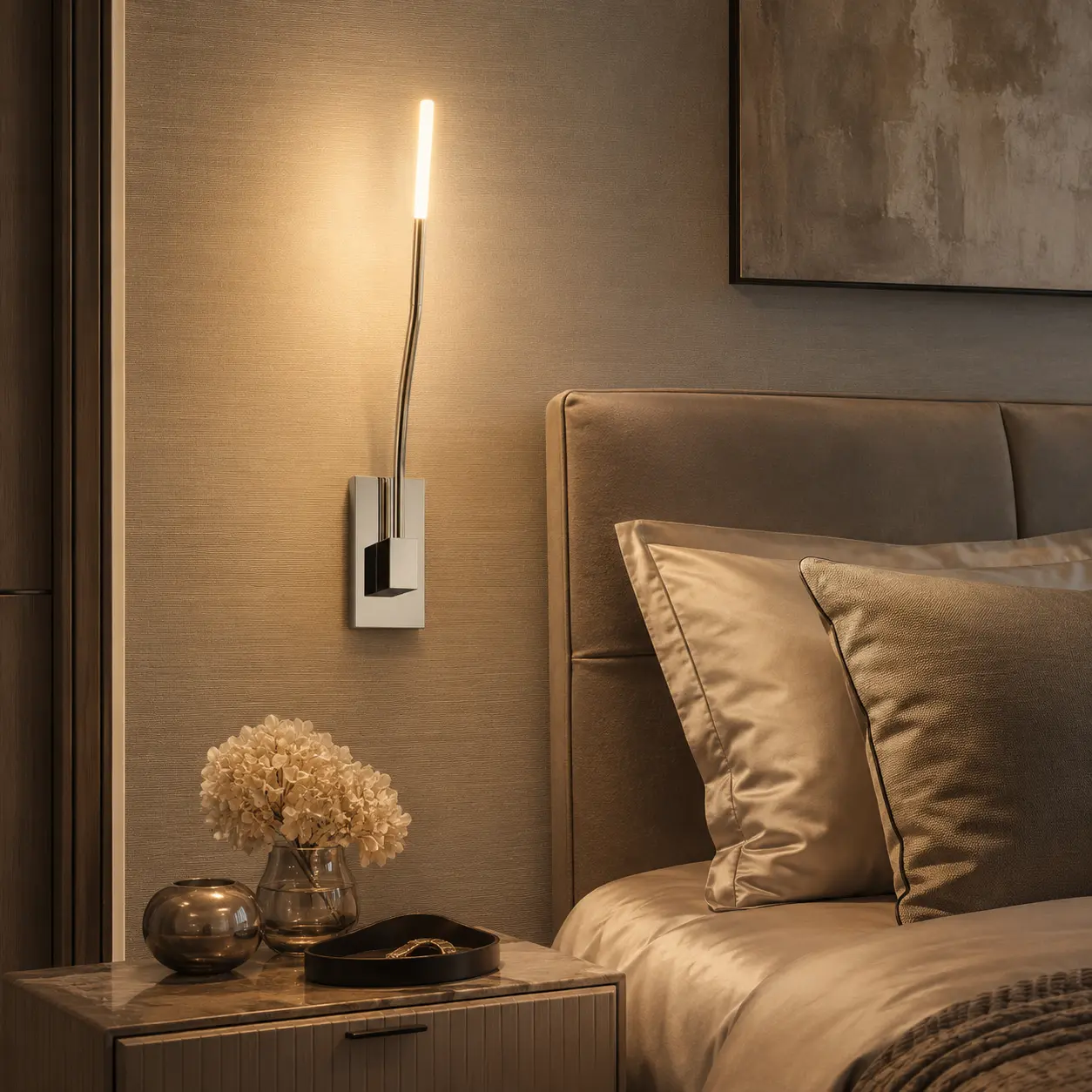 Slim Brass LED Wall Sconce - Image 2