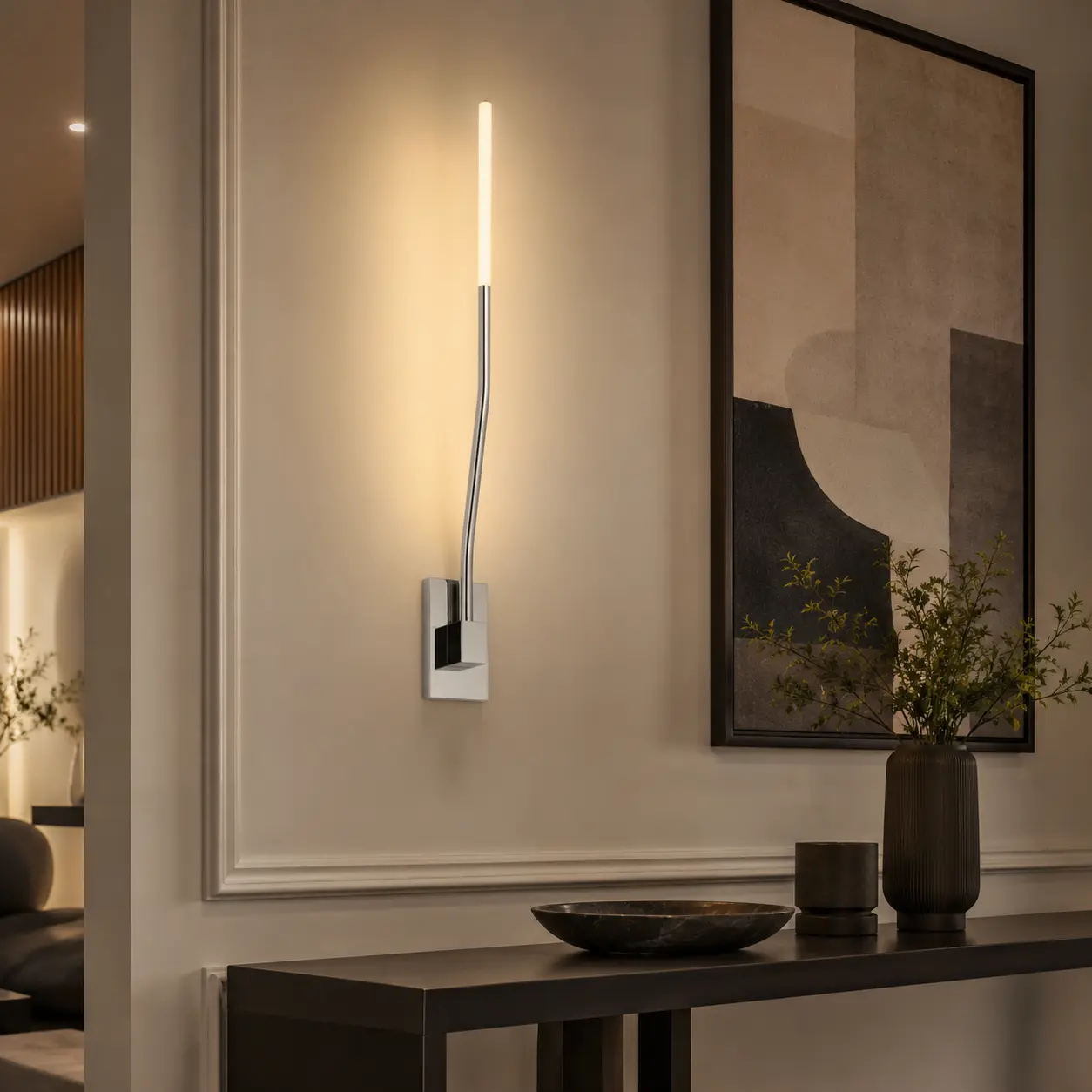 Slim Brass LED Wall Sconce - Image 3