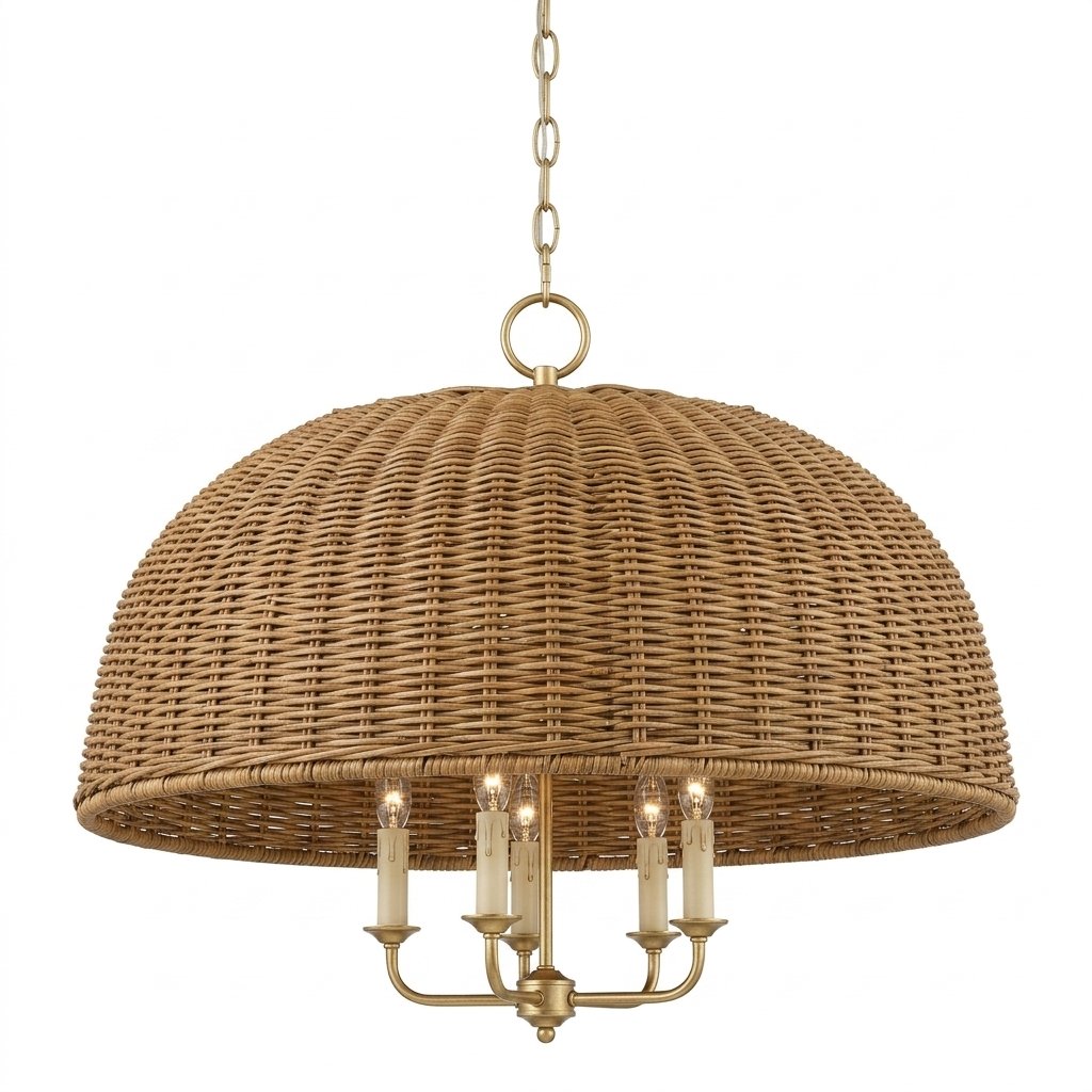 Rattan Five-Light Pendant