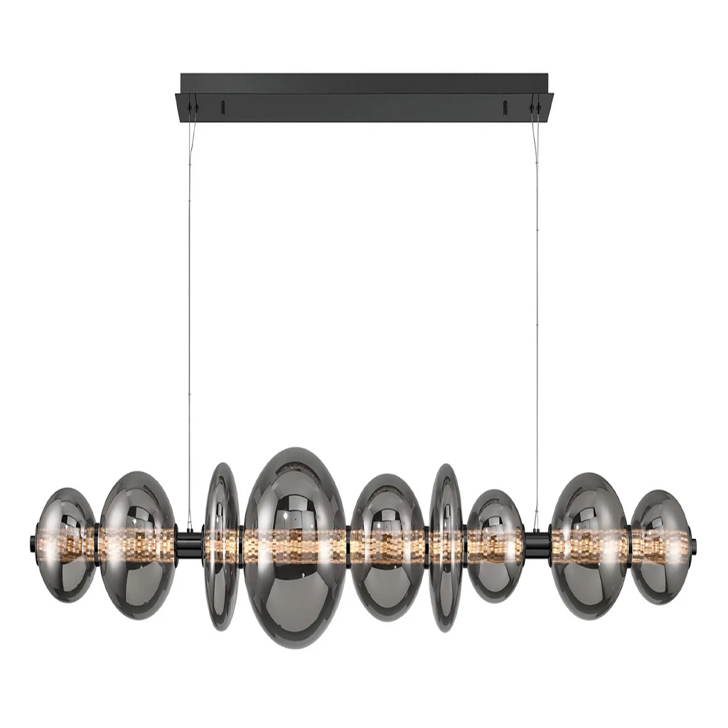 LED Smoked Glass Linear Chandelier