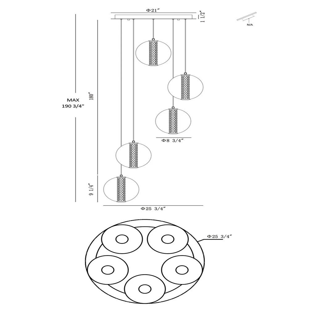 LED Globe Glass Chandelier - Image 3