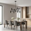 Eight-Light Sculptural Steel Chandelier