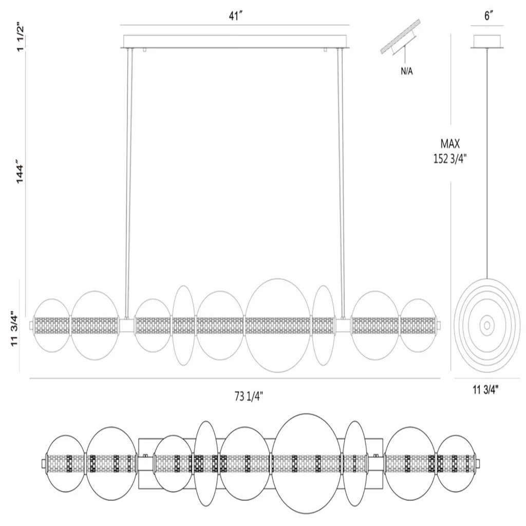 LED Smoked Glass Linear Chandelier - Image 7