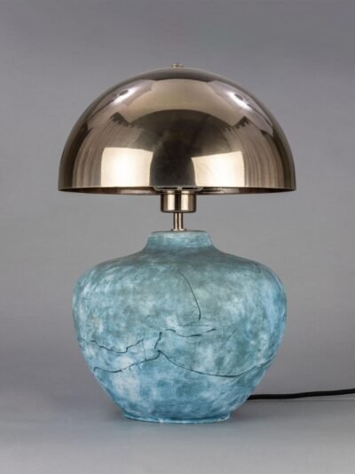 Lawson Blue Earth Ceramic Table Lamp with Brass Shade