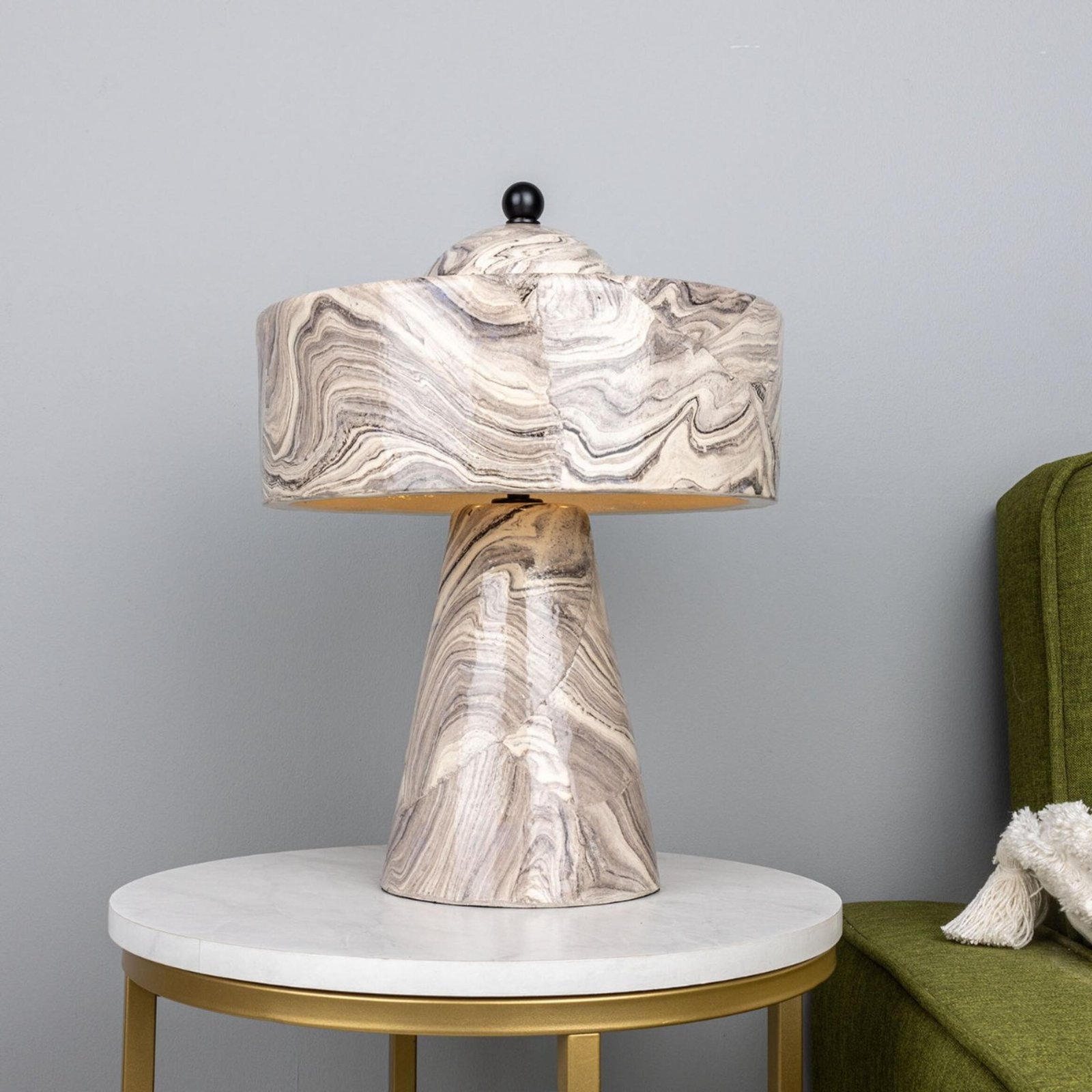 Seville Marbled Ceramic Mid-Century Table Lamp