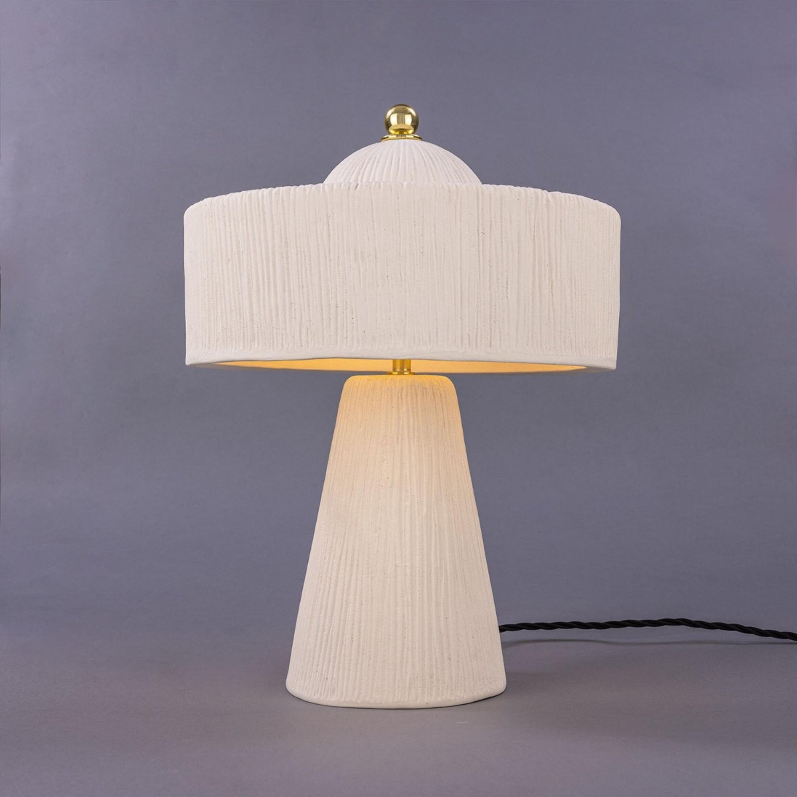 Seville Matte White Striped Ceramic Table Lamp