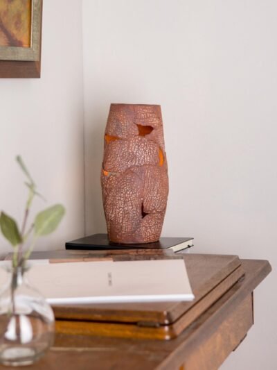 Carya Red Iron Rustic Ceramic Table Lamp