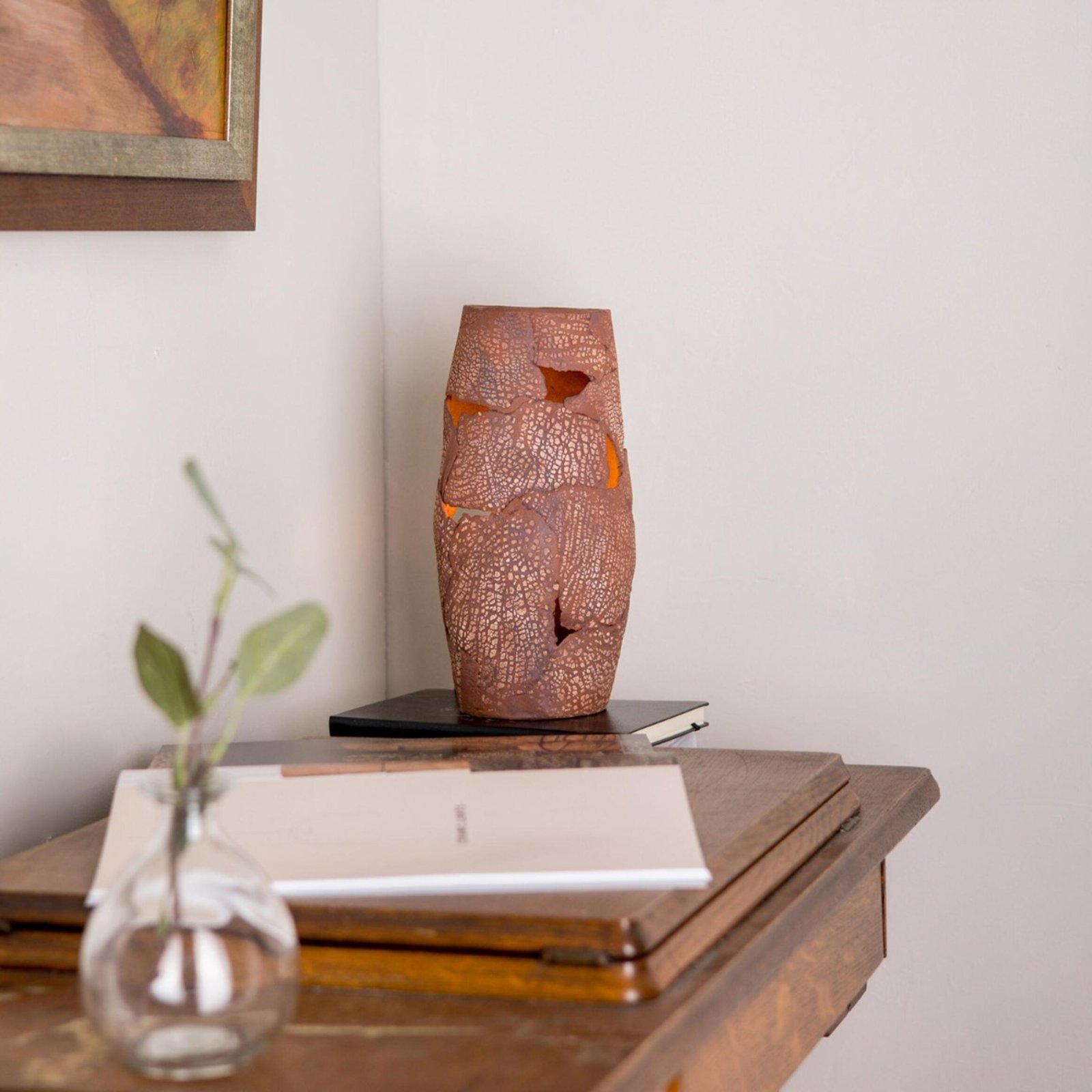 Carya Red Iron Rustic Ceramic Table Lamp