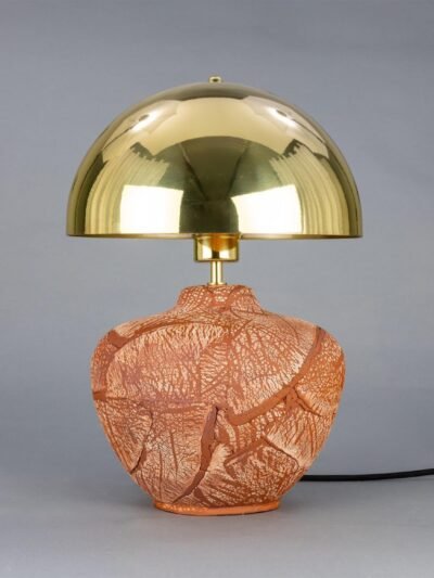 Lawson Red Iron Ceramic Table Lamp with Brass Dome Shade